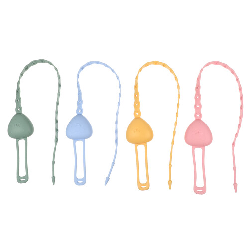 4Pcs Silicone Pacifier Clips With Safety Straps Anti-Lost Chains