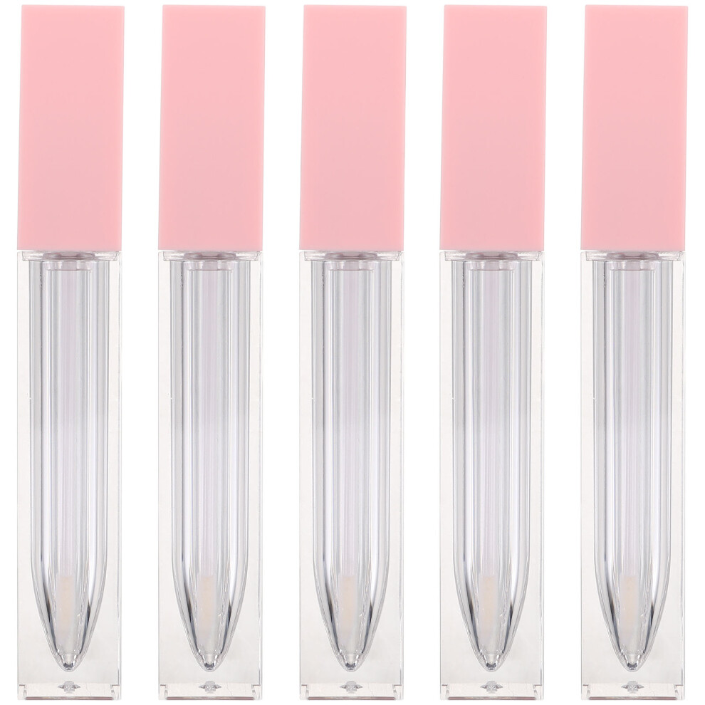 Solustre 5Pcs Square Lip Gloss Tube 7Ml Refillable Clear Container For Travel