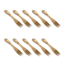 10 Stks Japans Stijl Bamboe Spork Lepels Voor Kinderen Thuis