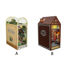 (B) Book Nook Miniature Dollhouse Kit, Diy 3d Wooden Puzzle Bookend For Bookshelf Insert Decor With Led Light, Kits Crafts For Teens[PB]