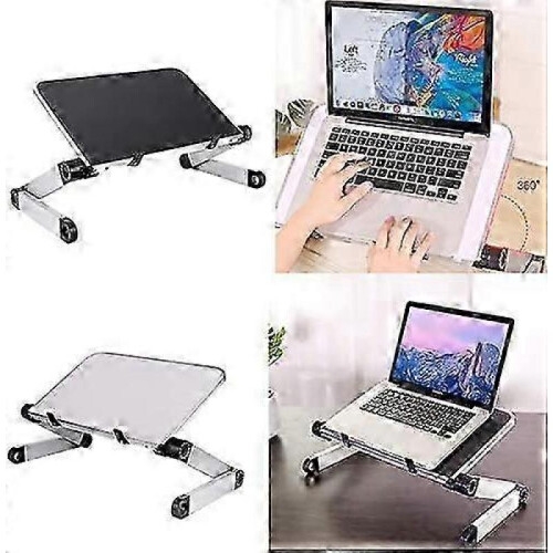 (White)Adjustable Stand Aluminum Universal Table Laptop Stand (Black) 2