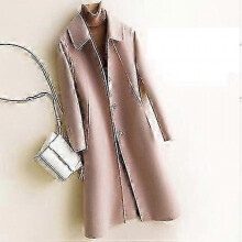 (XL, Pink) Pure Wool Coat Women Double-sided Solid Color Jacket Long Wool Coat Female Cashmere Suit Section Woolen Collar - KM