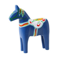 (blue) Wooden Swedish Dala Horse,Swedish Dala Horse Statue,Christmas Decoration Gift Collectible Home Decoration Dala Horse Figurine[HS]