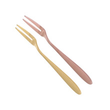 2Pcs Stainless Steel Two-Tines Dessert Cake Tasting Forks