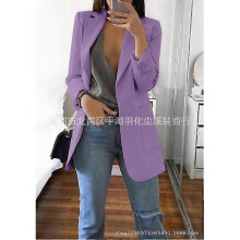 (S, Purple) Women's Long Collar Blazer Suit Jacket Ladies Formal Slim Coat Cardigan Outwear - DSW