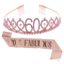 1 Set Of 2Pcs Birthday Party Crown Sash Printing Etiquette Belt