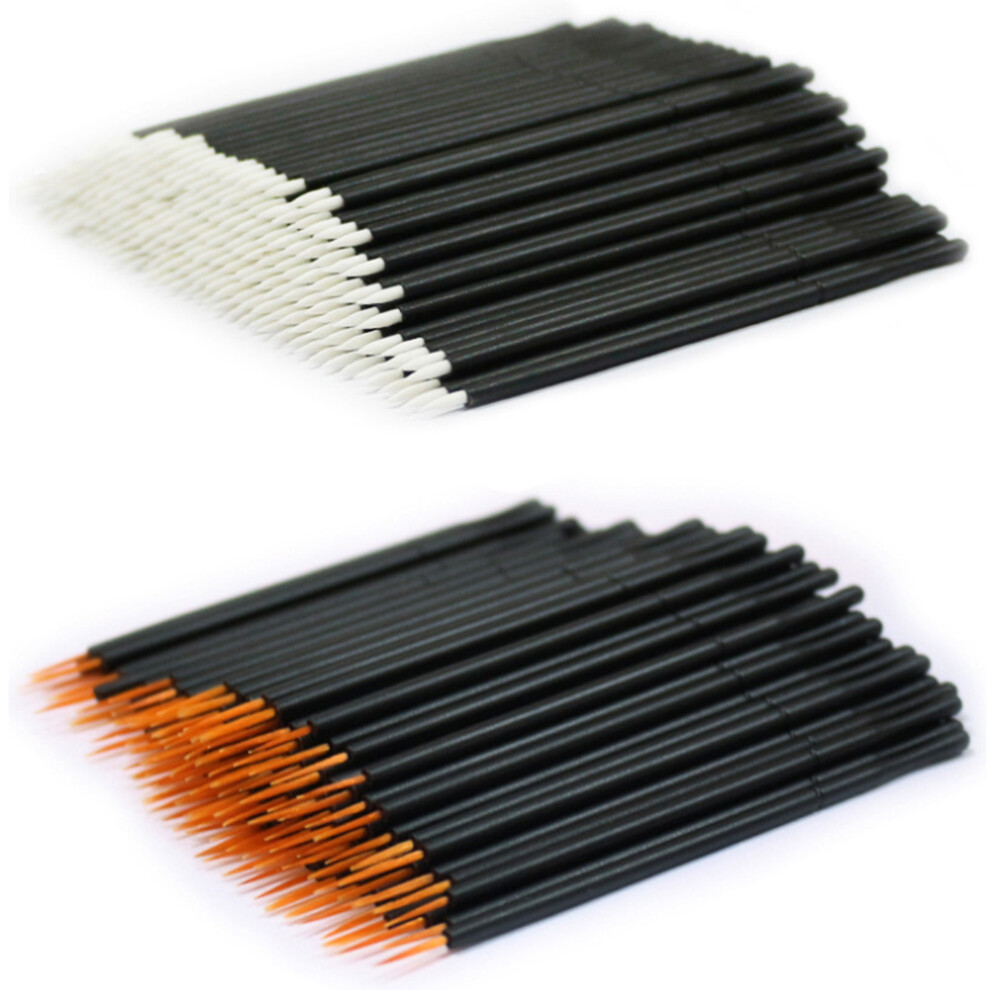 Ohphcall White 50Pcs Disposable Eyeliner Brushes With Tips For Liquid Cosmetics