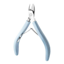 (light blue) Practical Stainless Steel Cuticle Scissors With Rubber Handle Full Jaw Nail Clippers For Home And Salon Use rose red