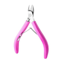 (rose red) Practical Stainless Steel Cuticle Scissors With Rubber Handle Full Jaw Nail Clippers For Home And Salon Use rose red