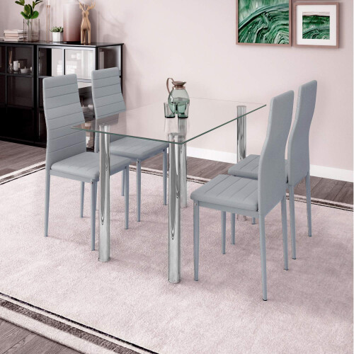 Glass Dining Rectangle Table with Chromed Legs 1
