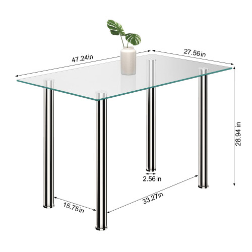 Glass Dining Rectangle Table with Chromed Legs 2