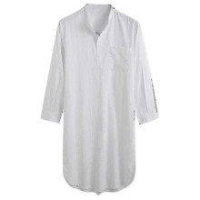 (3XL, White) Sleepshirt Cotton Nightshirt For Mens - JZ
