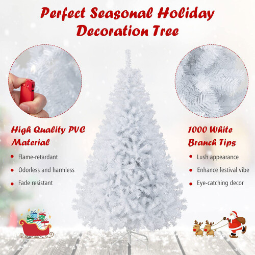 Living And Home 7FT/2.1M Snow Flocked Christmas Tree with Foldable Metal Stand 2