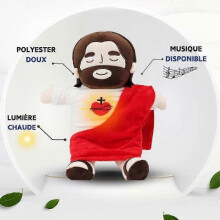 (Red) 38CM Breathing Jesus Plush Toy Baby Soothing Jesus Doll Four-gear Adjustment Children Music Sleep Companion Christmas Toy Gifts