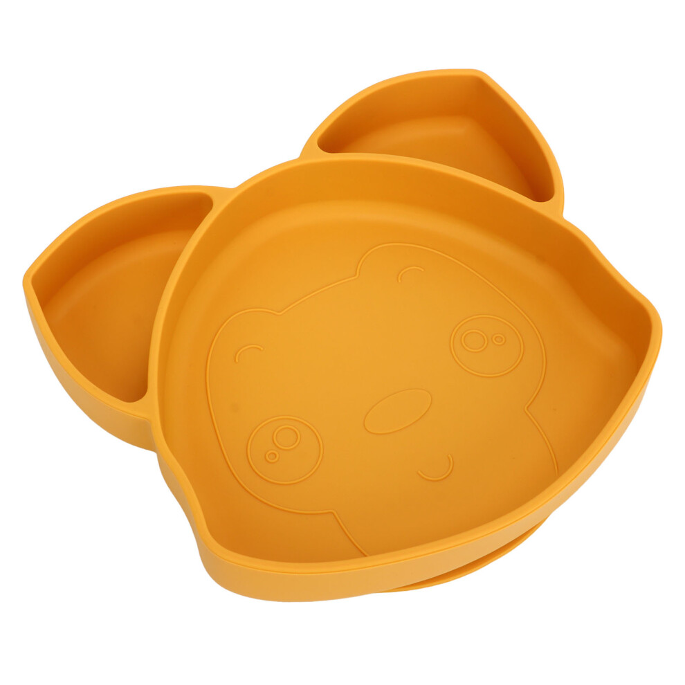 Baby Suction Plate 3 Divisions 460ml Cute Fox Shape Silicone, Drop Resistant
