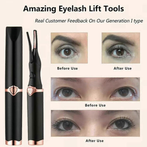 (Black) USB Rechargeable Electric Eyelash Curler with Quick Heating Tool 2