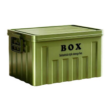 (Green) Lidded Storage Bin Utility Crate with Handles Stackable Tote Storage Box with