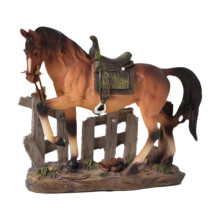 (Brown) Horse Statue Decorative Figurine Art Craft Ornament Animal Sculpture for Desk