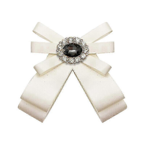 (WHITE) Tie Brooch Bow Shirt With Brooch