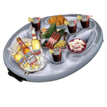 (silver) PVC Inflatable Drink Holder, Silver Black, High Quality Pool Plate for Drinks and Snacks, Ideal for Hot Tubs, Spa & Pool