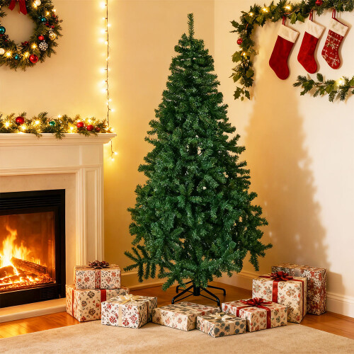 Living And Home 7FT/ 210cm Green Artificial Christmas Tree with Metal Stand 1