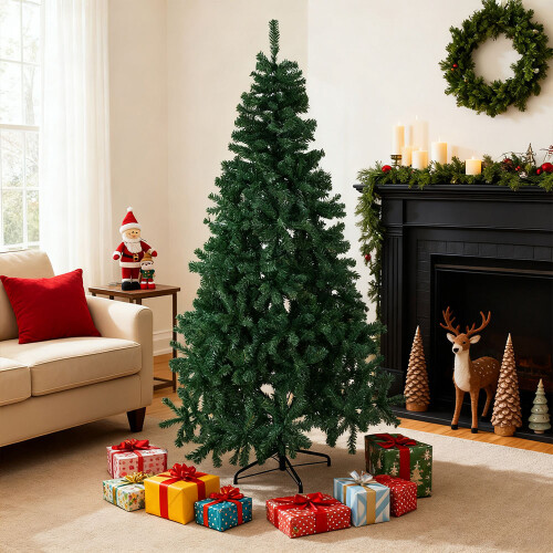 Living And Home 7FT/ 210cm Green Artificial Christmas Tree with Metal Stand 2