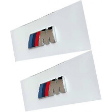 BMW M Front Fender Badge Sign Replacement - 2pcs Sport Nameplate Decal Logo Sticker (Silver)