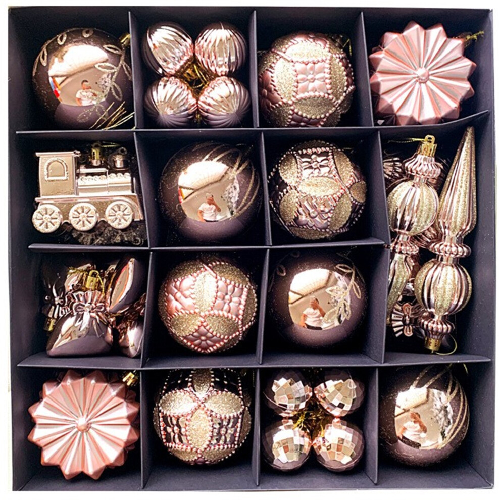 Gr8 Home Rose Gold 60 Piece Hanging Christmas Tree Baubles