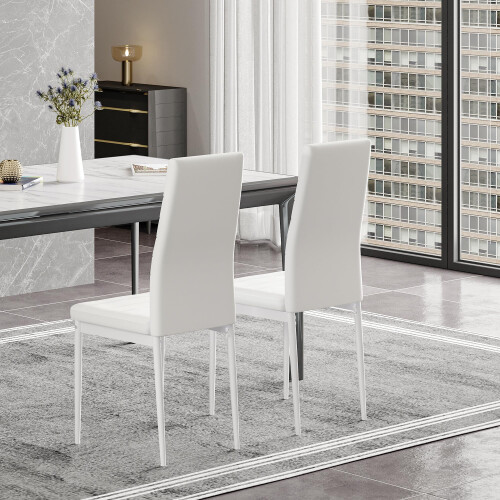 Joolihome 2 PCS Faux Leather Dining Chairs Set High Back 1