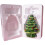 (Green) Tabletop Pre-Lit Ceramic Christmas Tree with Hand-Painted Design and Lights 3