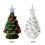 (White) Tabletop Pre-Lit Ceramic Christmas Tree with Hand-Painted Design and Lights 4