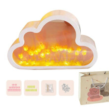 (Yellow) New Arrived Cloud Tulip Lamp, Cloud Mirror Tulip Night Lamp, Cloud Shaped Tulip Lamp, DIY Tulip Night Light
