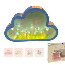 (Blue) New Arrived Cloud Tulip Lamp, Cloud Mirror Tulip Night Lamp, Cloud Shaped Tulip Lamp, DIY Tulip Night Light