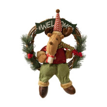 (Elk) Christmas Welcome Wreath Front Door Christmas Wreath Sign Ornament Hanging