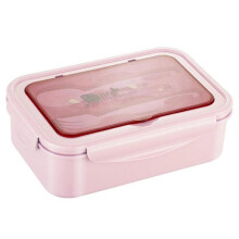 (pink) Leak-Proof Lunch Container with Spoon and Fork - Portable Plastic Food Box for Adults and Kids - 3 Grids, Camping, Picnic