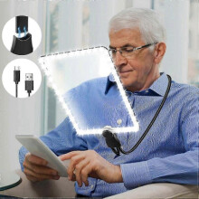 5x Large Reading Magnifying Glass with Light, Rechargeable Hands-free Magnifying Lamp with Flexible Gooseneck, 24x17cm Ultra Clear Lens, Perfect for R
