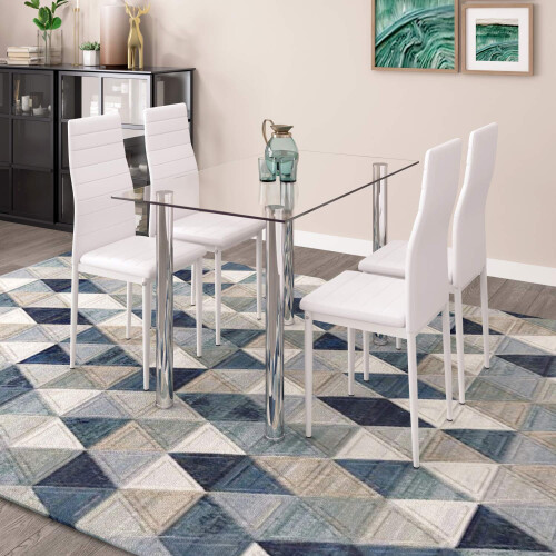 Joolihome 4 PCS Faux Leather Dining Chairs Set High Back 1