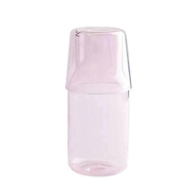 (Pink) Water Carafe With Tumbler Glass Drinking Utensil Large Capacity Multicolor Transparent Retro Creative Cold Kettle