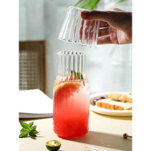 (White) Water Carafe With Tumbler Glass Drinking Utensil Large Capacity Multicolor Transparent Retro Creative Cold Kettle