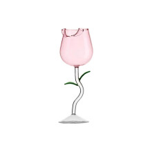 (280ml, Pink) Rose Shaped Wine Glasses for Party Wedding, Durable Gift, Creative Transparent Green Pink Glass, 150ml