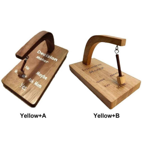 (A, yellow) Wooden Decision Maker Magnetic Swing Pendulum Decision Tabletop Game Toy Decor 2