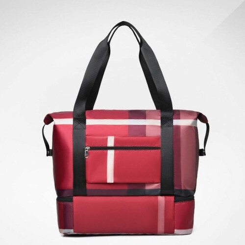 (Khaki) Foldable Waterproof Travel Bag, Extra Large Capacity, Red 1