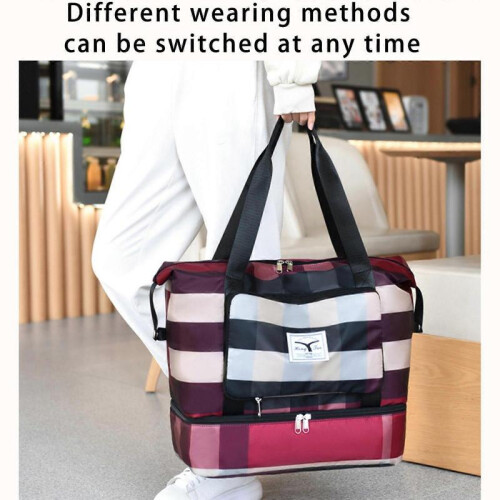 (blue) Foldable Waterproof Travel Bag, Extra Large Capacity, Red 1