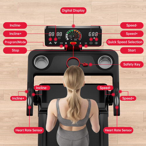 BIGZZIA 4-in-1 Folding Treadmill,Q8 Pro,with Touch Control,Black 1