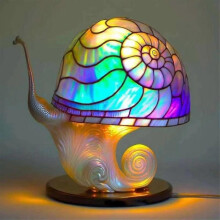 (color08) Mushroom Table Lamps Plant Series Lamp Night Light Stained Resin Home Decor