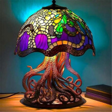 (color05) Mushroom Table Lamps Plant Series Lamp Night Light Stained Resin Home Decor