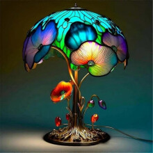 (color06) Mushroom Table Lamps Plant Series Lamp Night Light Stained Resin Home Decor