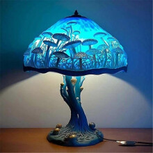 (color04) Mushroom Table Lamps Plant Series Lamp Night Light Stained Resin Home Decor