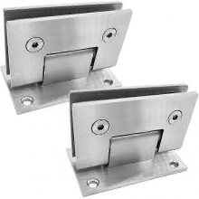 2-Pack Stainless Steel Bathroom Clamps - Heavy-Duty Glass Door Hinges for Showers/Cabinets_cp -CN-NEW