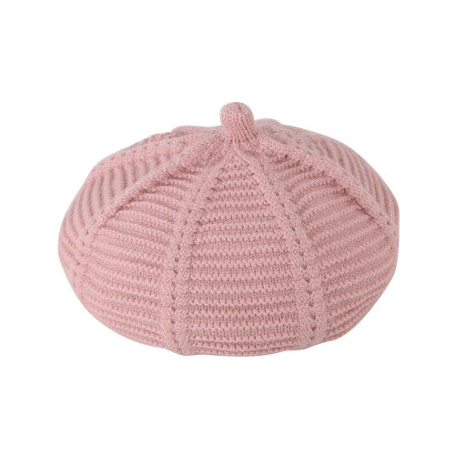Pink Kids Wool Beret Hat Lightweight Solid Color Autumn Winter